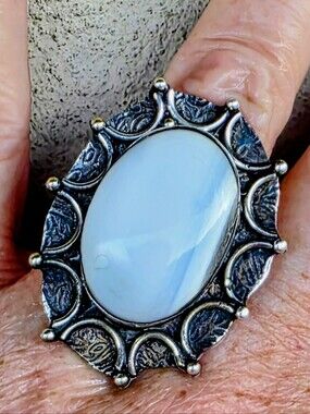 Owyhee Opal Gemstone Ring In 925 Sterling Silver (8.5)